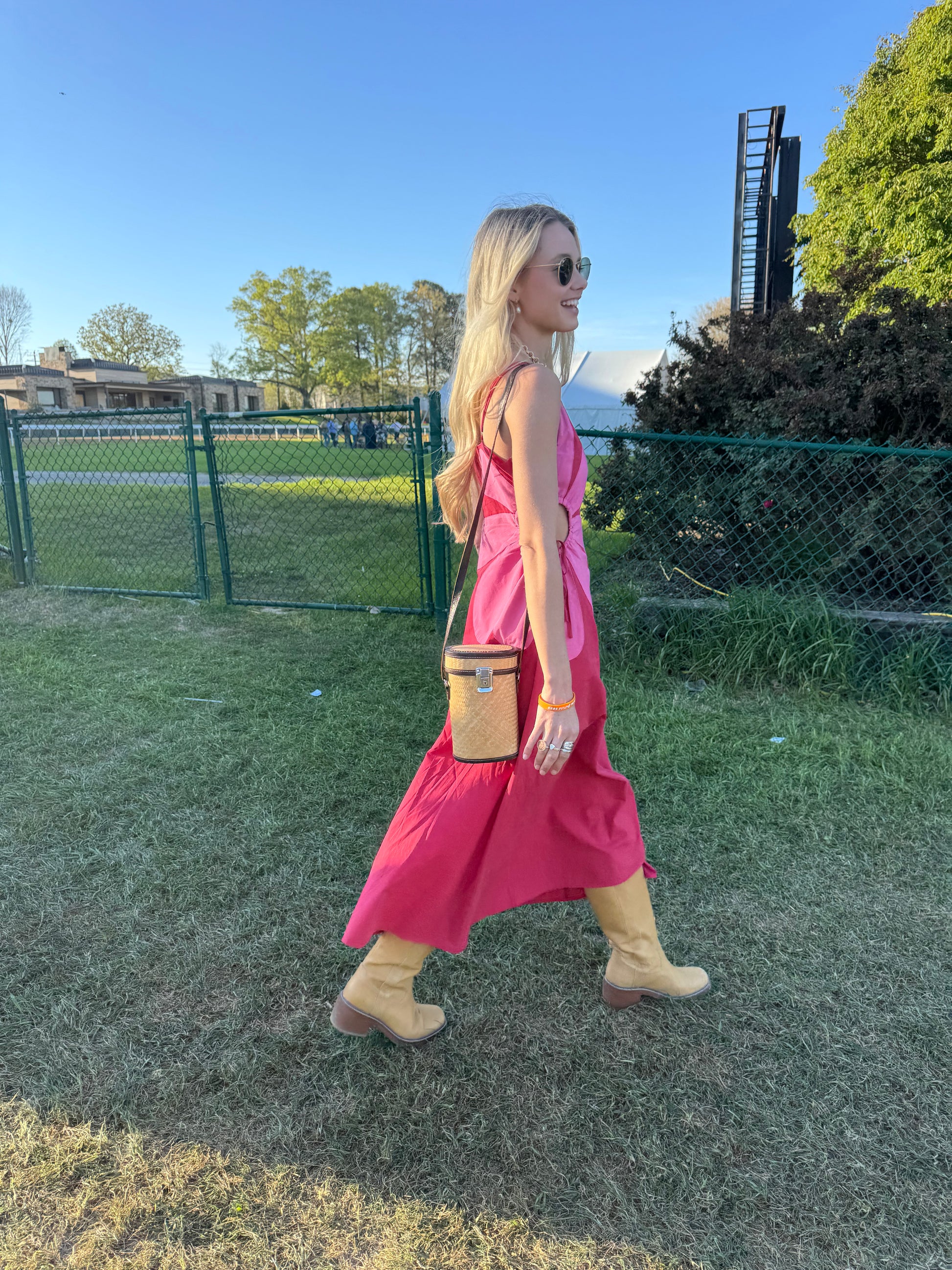 Side Cutout Flower Midi Dress