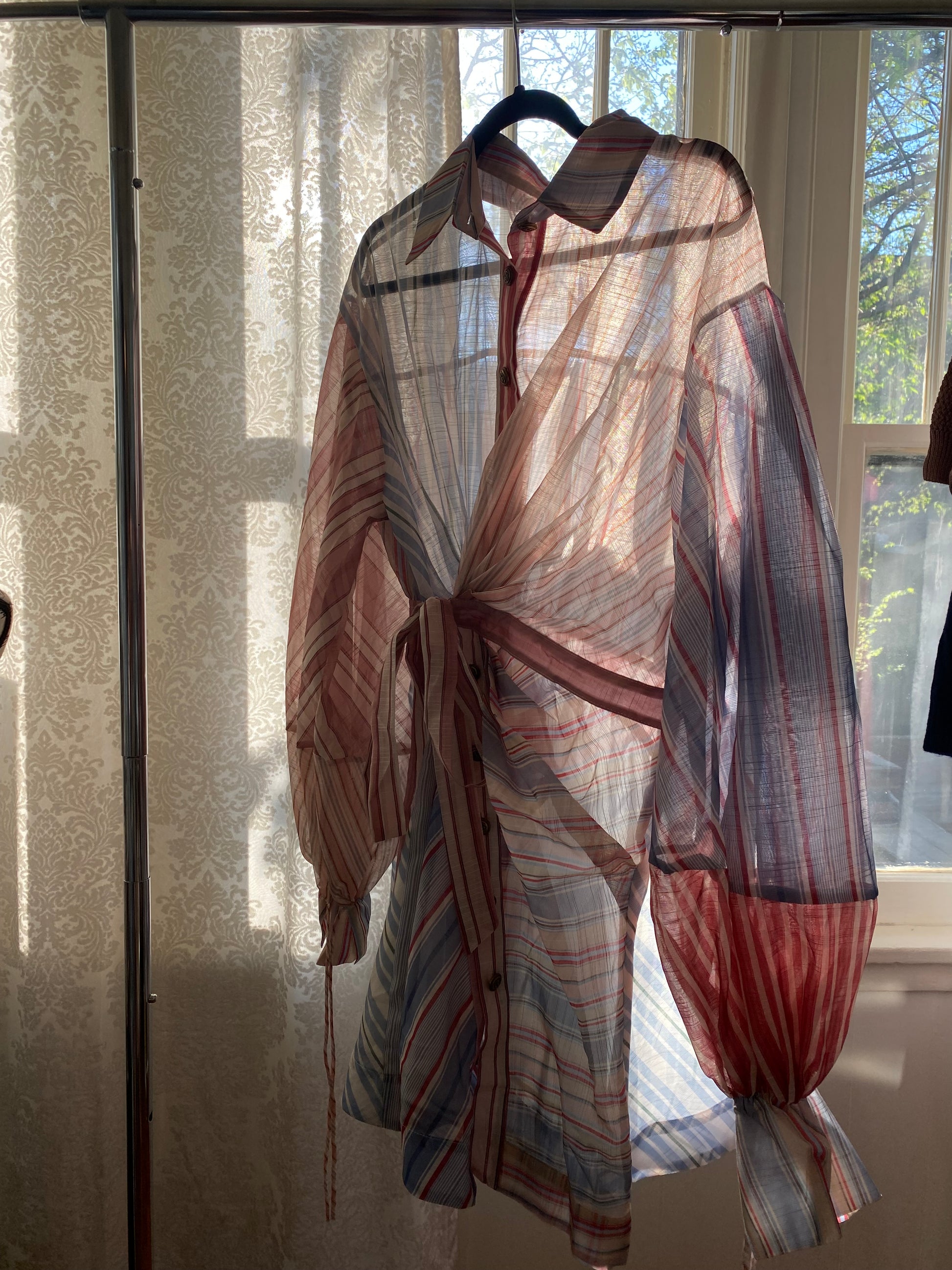 Stripe Dress with button/tie