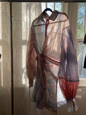 Stripe Dress with button/tie