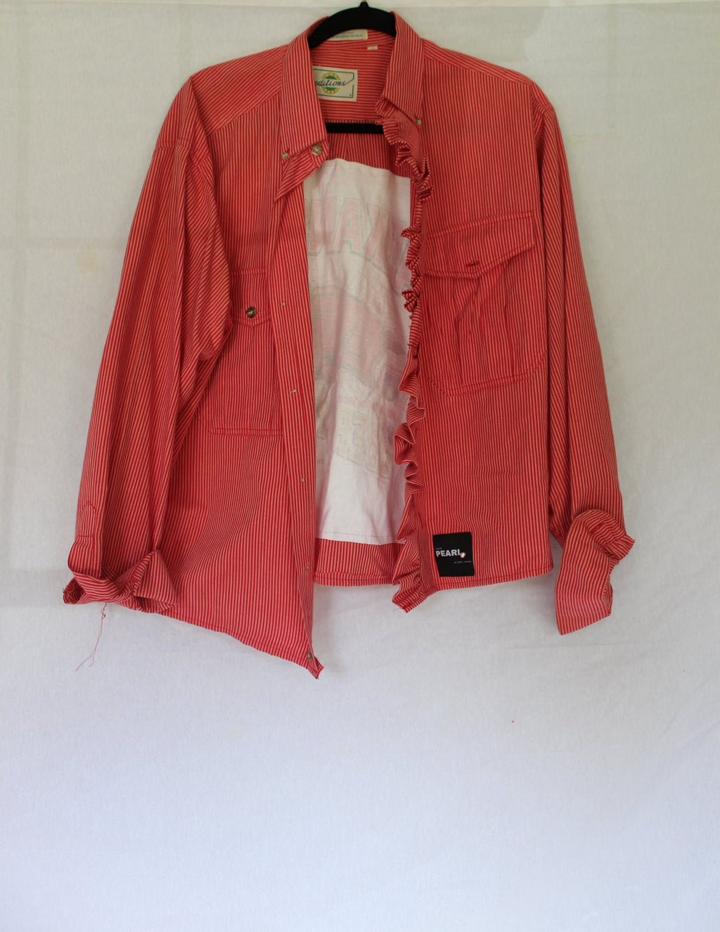 Ruffle Button Down Reconstructed Tee