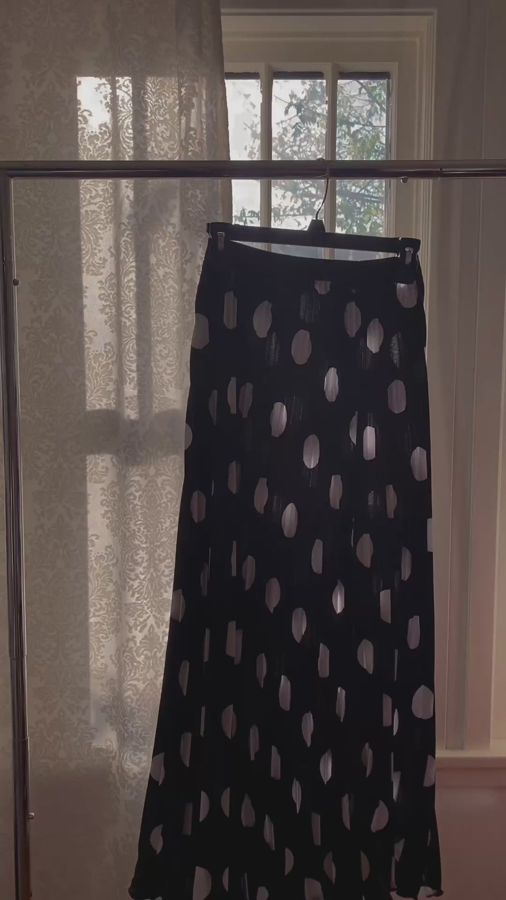 Polka Dot Pleated Skirt Black